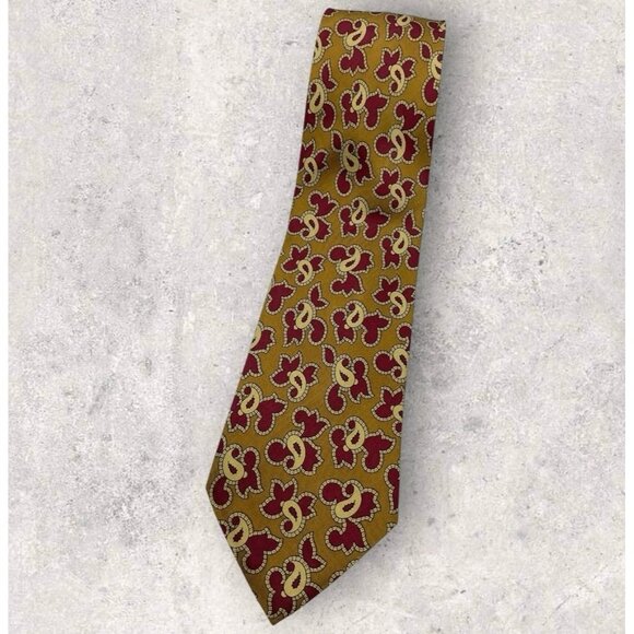 FENDI Silk Tie ITALY Brown Burgundy Beige Paisley W:3.7" EUC - Picture 1 of 6